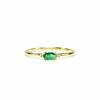 Emerald Look Ring Cz, Rose Or Gold Plated 925 Silver, 8 of 8