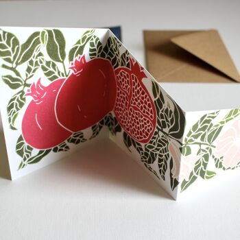 Festive Folded Pomegranate Greeting Card, 6 of 10