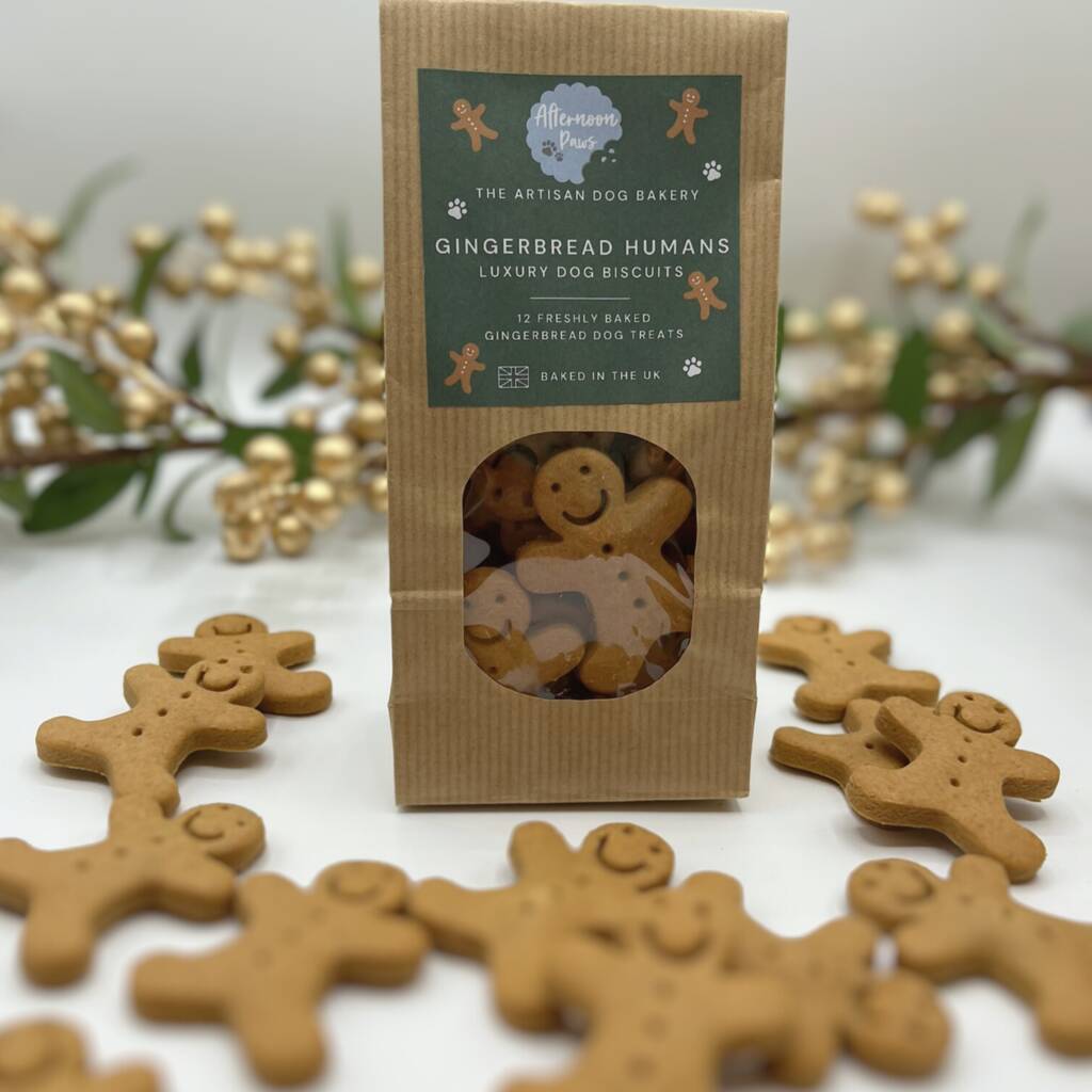 'Gingerbread Humans' Luxury Dog Biscuits, 1 of 3