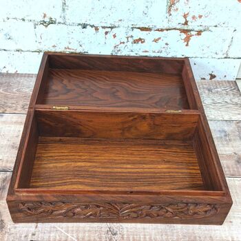 Gift For Mum; Oak Leaf Wooden Christmas Eve Box, 3 of 10