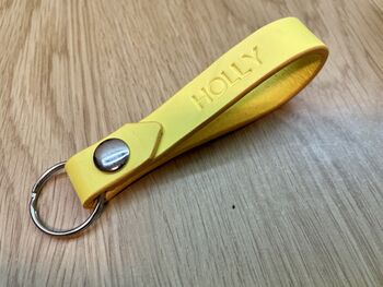 Personalised Embossed Yellow Leather Keyring, 3 of 12