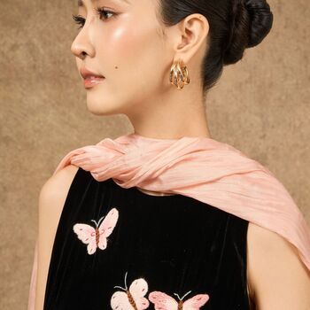 100% Mulberry Silk Scarf, Apricot Pink In Gift Box, 2 of 3