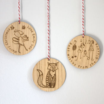 Personalised Wooden Bauble With Your Drawing Engraved, 7 of 7