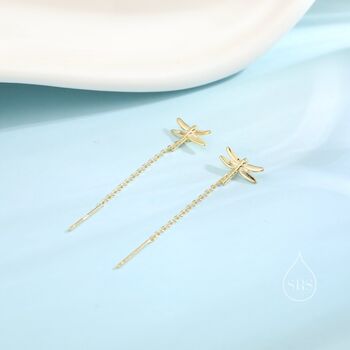 Sterling Silver Dragonfly Ear Threaders, 4 of 9