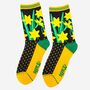 Women's Bamboo Socks Black Yellow Welsh Daffodil, thumbnail 1 of 4