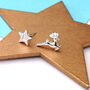 Sterling Silver Reindeer And Initial Star Mismatched Earrings, thumbnail 1 of 8