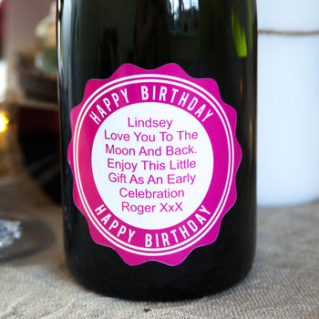 Luxury Champagne With Personalised Pink Birthday Label, 3 of 5