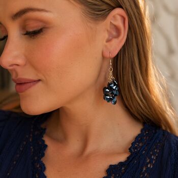 Long Gold Plated Grey Crystal Bead Cluster Earrings, 5 of 6