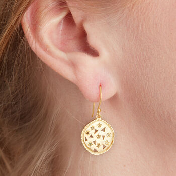 Matt Gold Drop Celestial Earrings, 18k Gold And Silver, 2 of 7