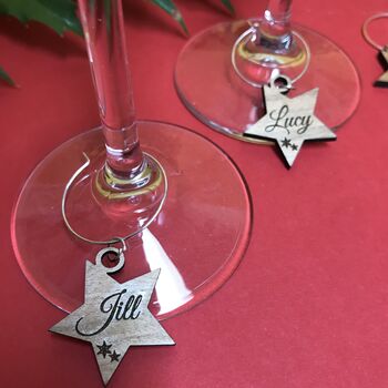 Personalised Christmas Star Wine Glass Charms, 10 of 12