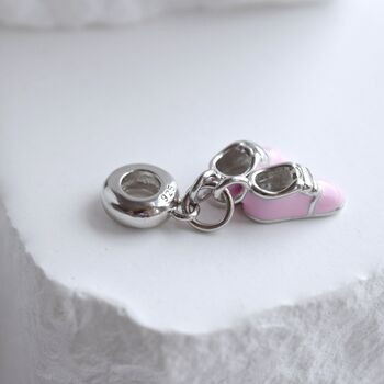 Baby Girl Shoes Charm 925 Silver Baby Shower Gift, 3 of 6