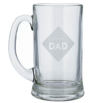 Love You Dad Etched Glass Tankard, 2 of 5