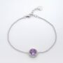 Round Amethyst 925 Sterling Silver Bracelet, thumbnail 3 of 4