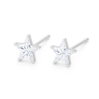 Sterling Silver Cubic Zirconia Star Stud Earrings – 5mm, 6 of 6