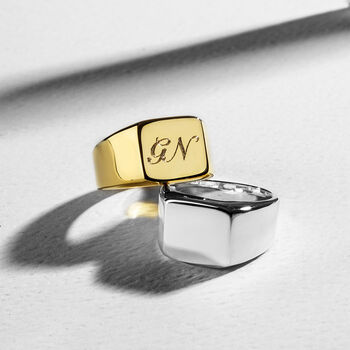 Rectangular Signet Ring 18 K Gold Plated Solid Silver, 3 of 6