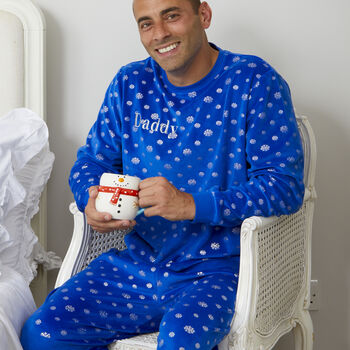 Personalised Matching Dad And Child Snowflake Soft Pyjamas, 2 of 12