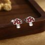 Mushroom Stud Earrings In Sterling Silver, thumbnail 1 of 11