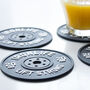 Funny Gift For Him Gym Weight Plate Coasters X Four, thumbnail 1 of 4
