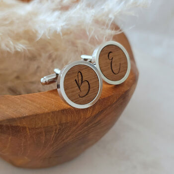 Personalised Initial Wooden Cufflinks, 4 of 7