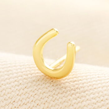 Sterling Silver Horseshoe Piercing Earring In Gold, 2 of 3