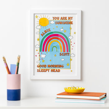 Colourful Rainbow And Sunshine Personalised Print, 2 of 5