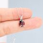 Sterling Silver Garnet Red Pear Cut Cz Necklace, thumbnail 3 of 12
