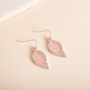 Rose Gold Plated Crystal Encrusted Small Leaf Earrings, thumbnail 1 of 3