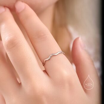 Sterling Silver Skinny Wave Ring, 4 of 10