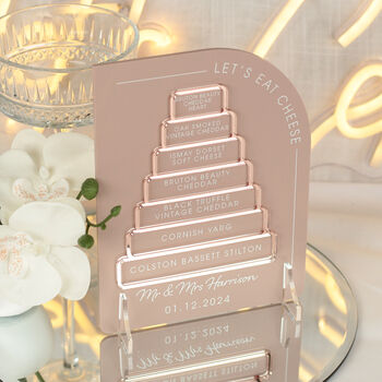 Arch Wedding Cheese Cake Tower Flavour Sign, 2 of 6