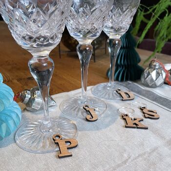 Alphabet Five Christmas Party Wine Glass Charms, 7 of 9