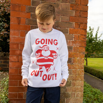 Going Out Out Santa Boys' Christmas Jumper, 2 of 4
