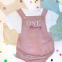 Personalised Embroidered First Birthday Dungaree Romper, thumbnail 1 of 4