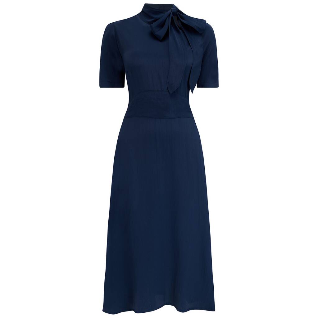 Kathy Dress In French Navy Vintage 1940s Style, 1 of 2