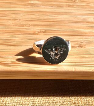 Sterling Silver Adjustable Bee Ring, 3 of 5