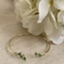 Emerald Green Gold Dainty Leaf Cuff Bangle, thumbnail 1 of 6