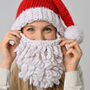 Santa's Hat And Beard Christmas Intermediate Knitting Kit, thumbnail 1 of 12