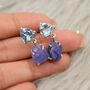 Blue Topaz, Raw Tanzanite Drop Earrings, thumbnail 8 of 9