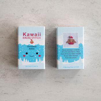 Kawaii Christmas Robin Mini Cross Stitch Kit, 5 of 8