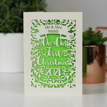 Personalised 'Our First Christmas' Papercut Card, 6 of 6