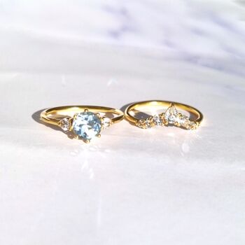 Blue Topaz Ring Set In Sterling Silver And Gold Vermeil, 7 of 10