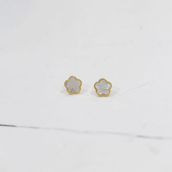 Five Petal Flower Stud Earring In Mother Of Pearl, 2 of 5