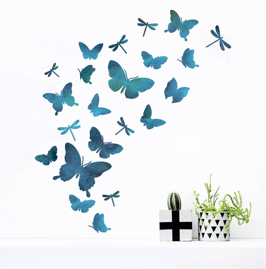 Watercolour Butterfly And Dragonfly Wall Sticker Set, 1 of 4