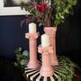 Column Ionic Ceramic Candle Holder Pink, thumbnail 1 of 5