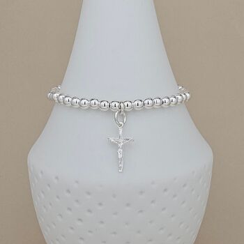 Personalised Silver Crucifix Beaded Bracelet, 3 of 5