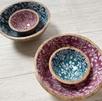 Pink Blossom Small Mango Wood Bowl, 4 of 5