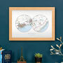 Personalised Postcodes Two Circle Locations Map Print, thumbnail 3 of 7
