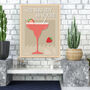 Strawberry Daiquiri Cocktail Print Four Colour Options, thumbnail 7 of 8