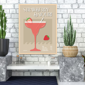 Strawberry Daiquiri Cocktail Print Four Colour Options, 7 of 8