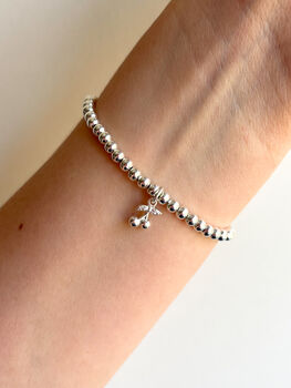 Sterling Silver Cherry Charm Beaded Bracelet, 6 of 6