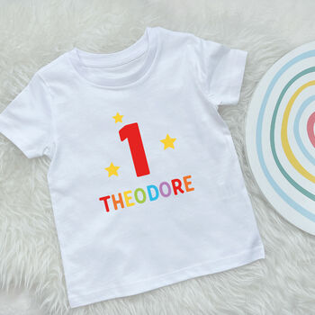 Kids Personalised Rainbow Birthday T Shirt, 2 of 5